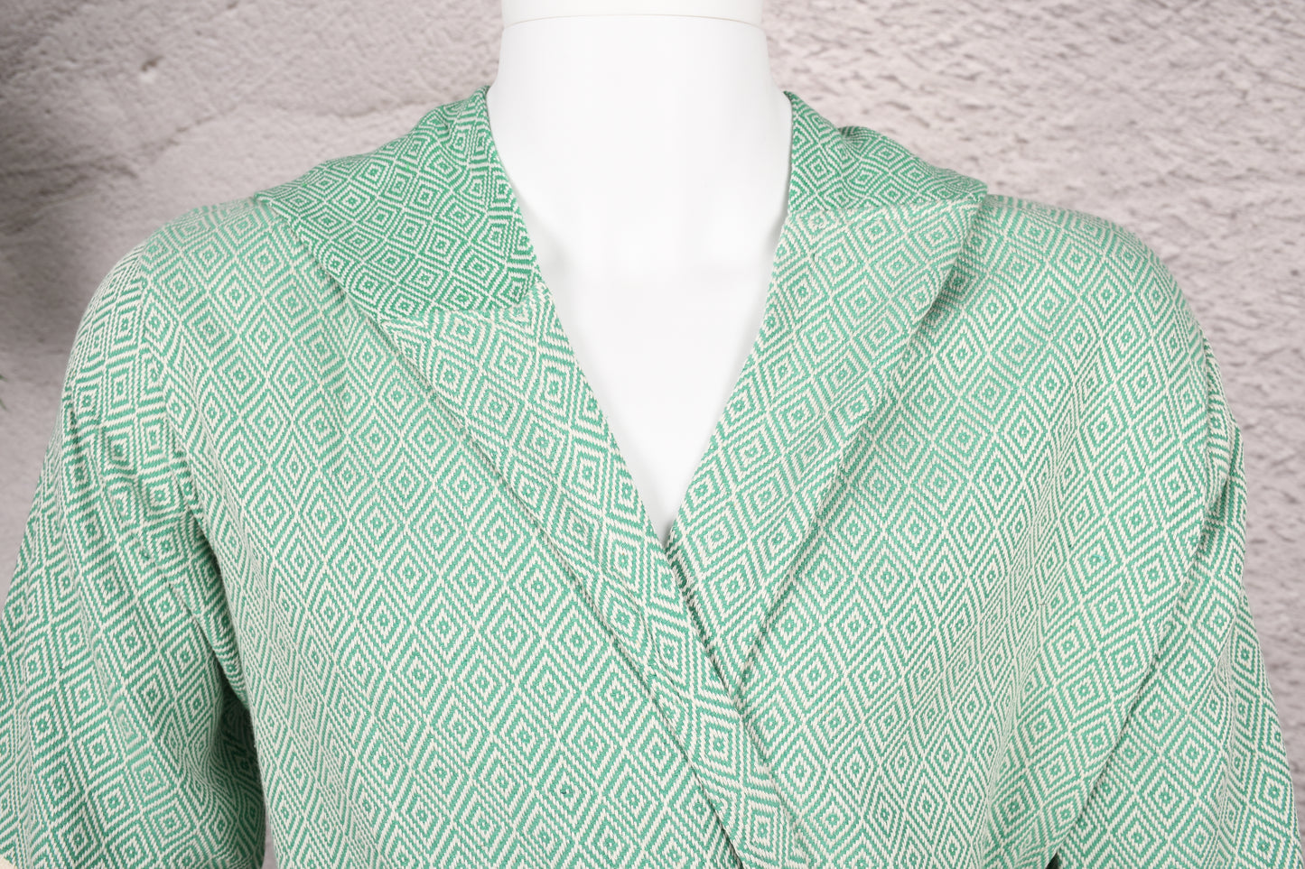 Mint Green Diamond Hooded Turkish Towel Robe for Men