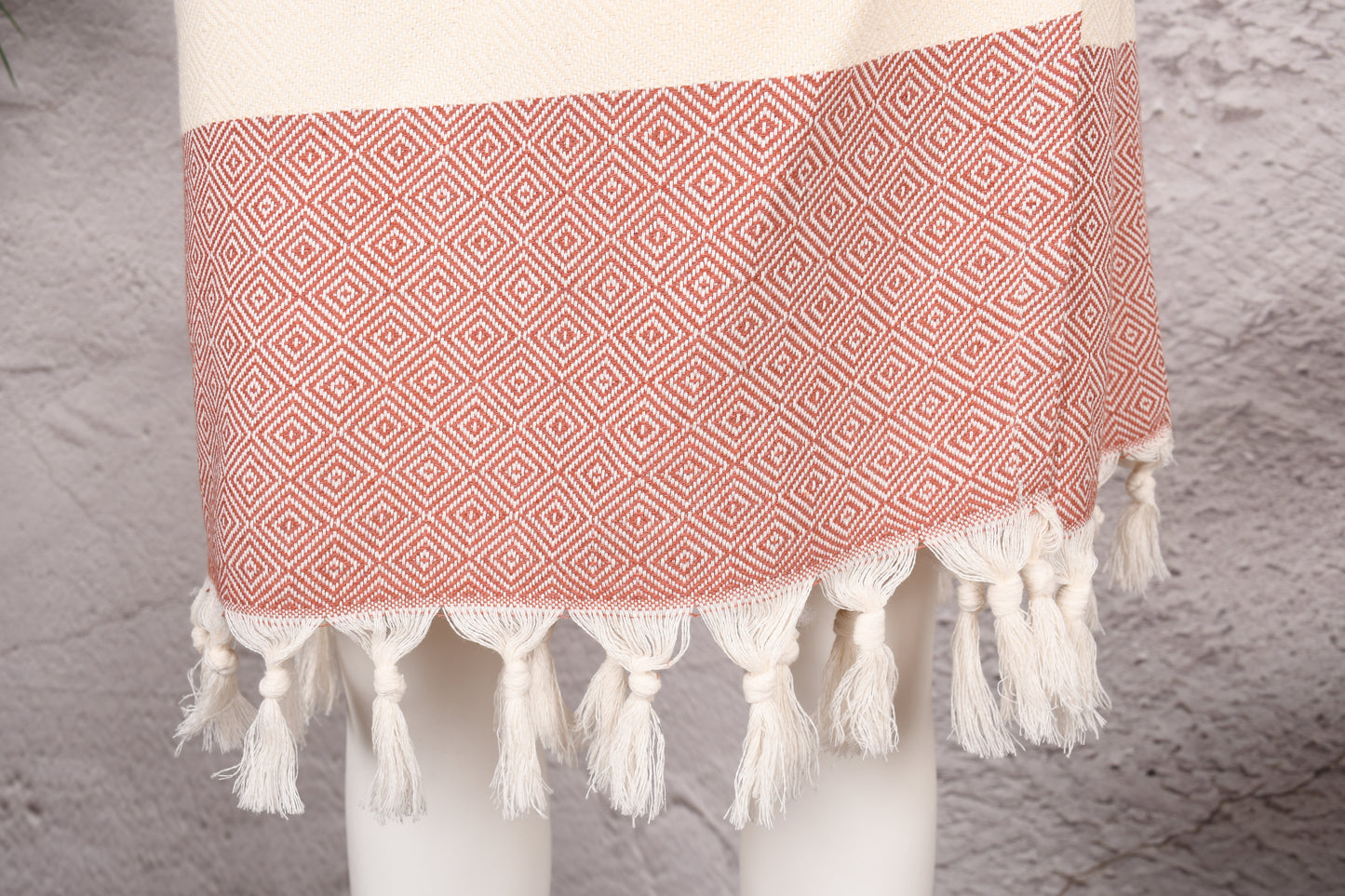 Rose Clay Diamond Hooded Turkish Towel Robe for Women