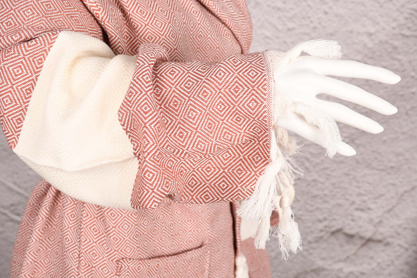 Rose Clay Diamond Hooded Turkish Towel Robe for Women