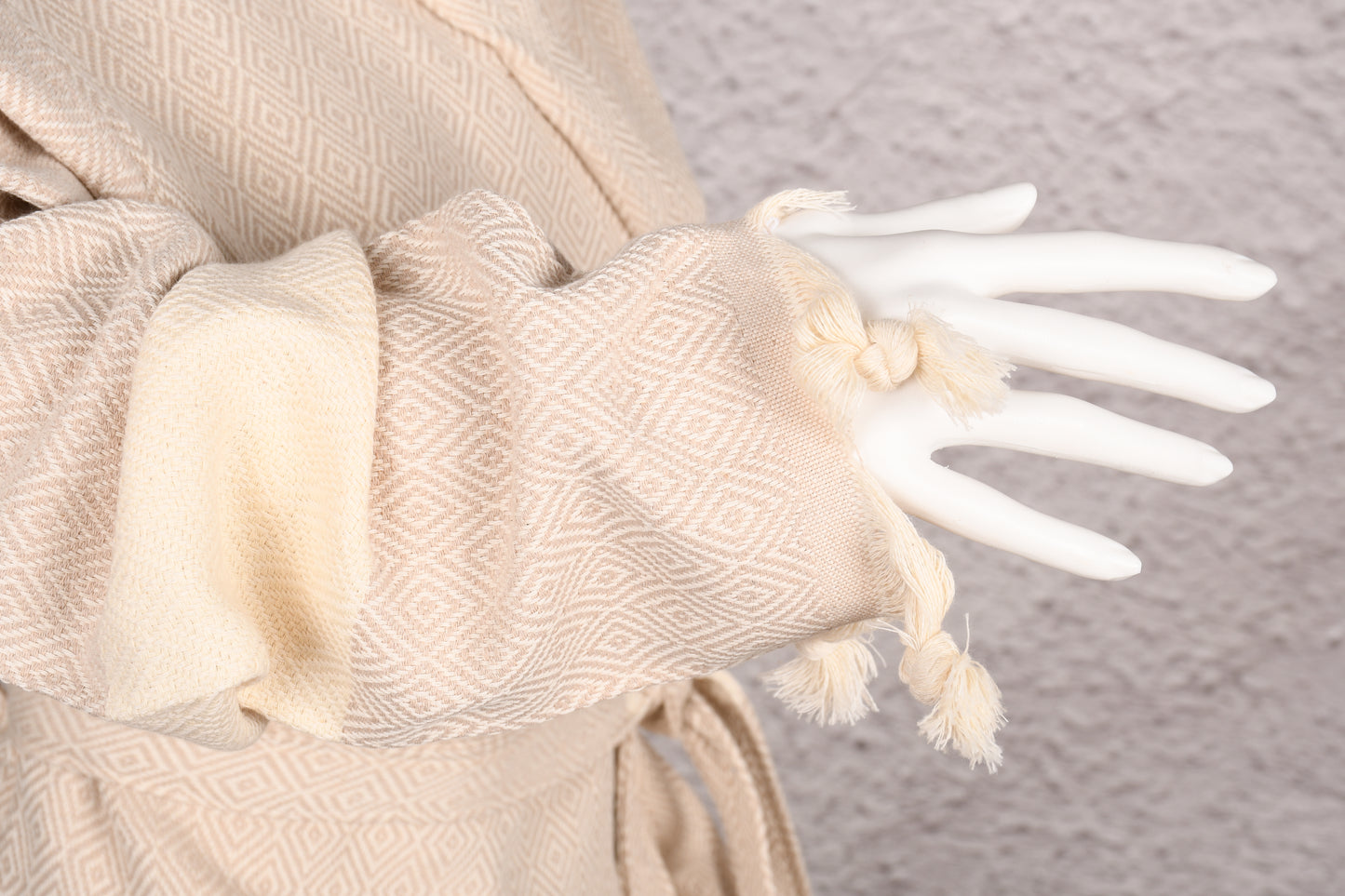 Natural Beige Hooded Turkish Towel Robe for Women