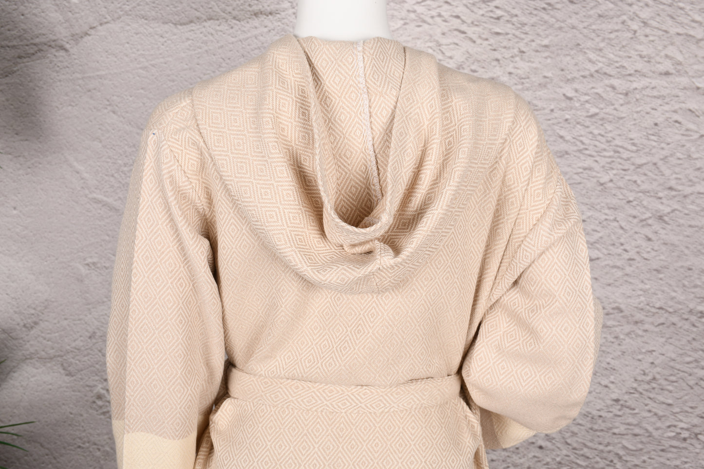 Natural Beige Hooded Turkish Towel Robe for Women