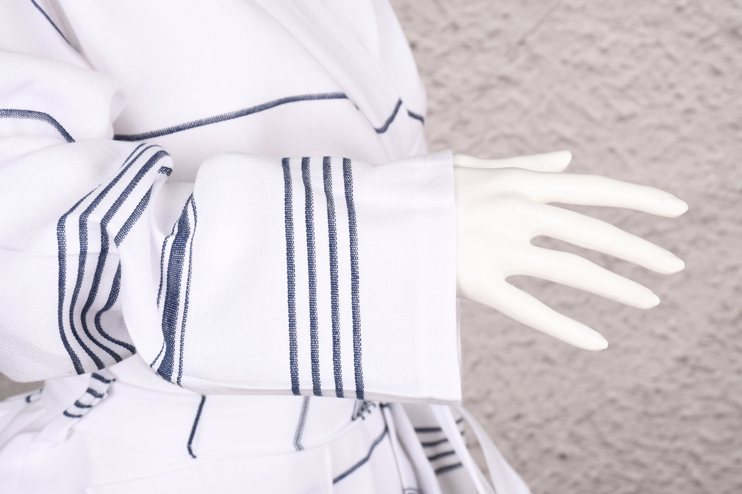 White Classic Stripe Hooded Turkish Towel Robe for Women