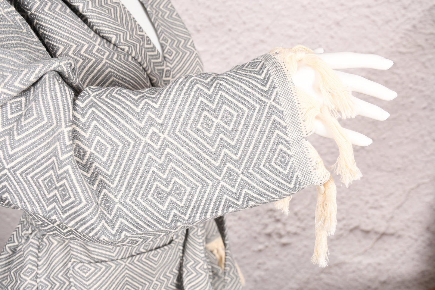 Taupe Gray Diamond Hooded Turkish Towel Robe for Women