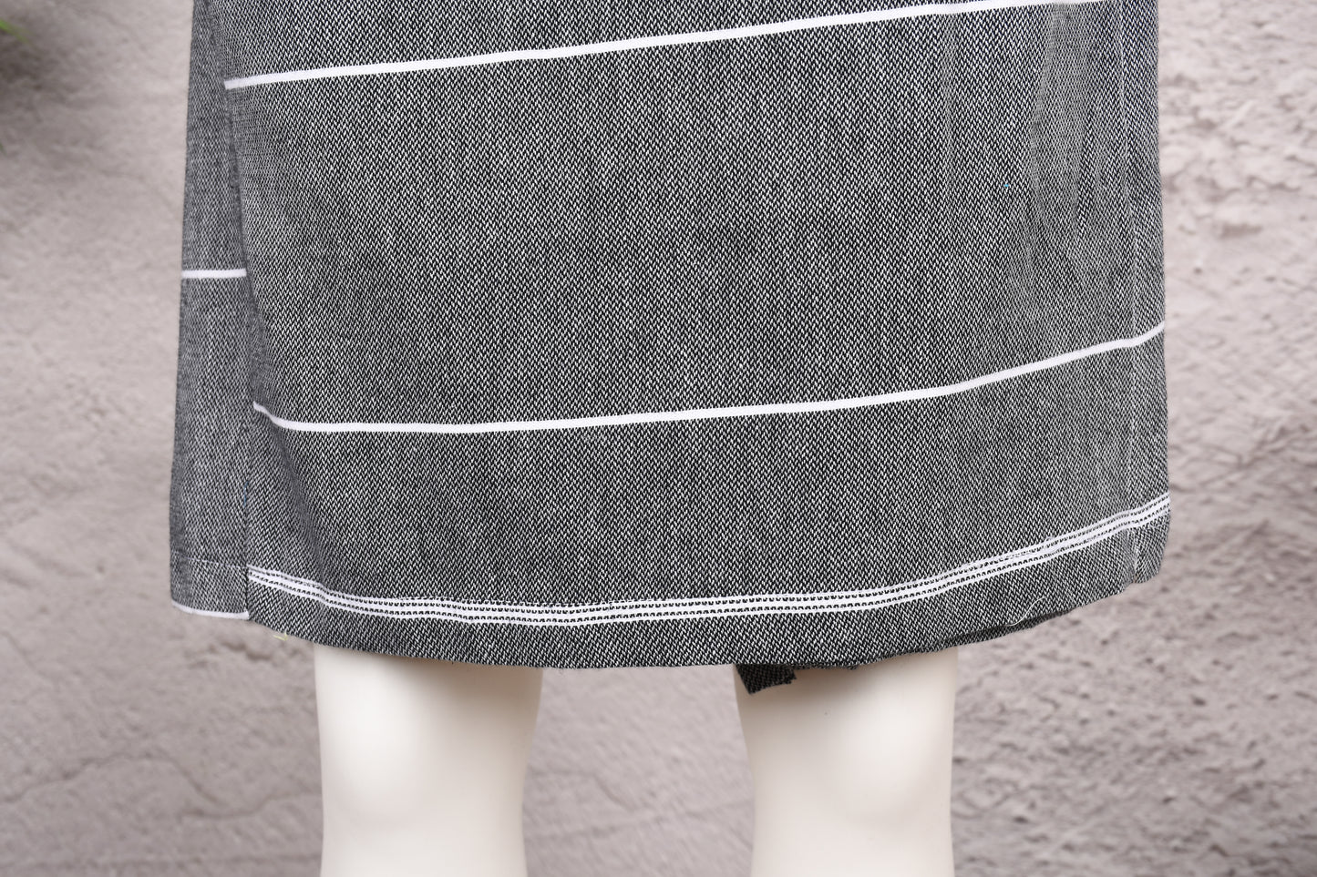Charcoal Stripe Hooded Turkish Towel Robe for Women