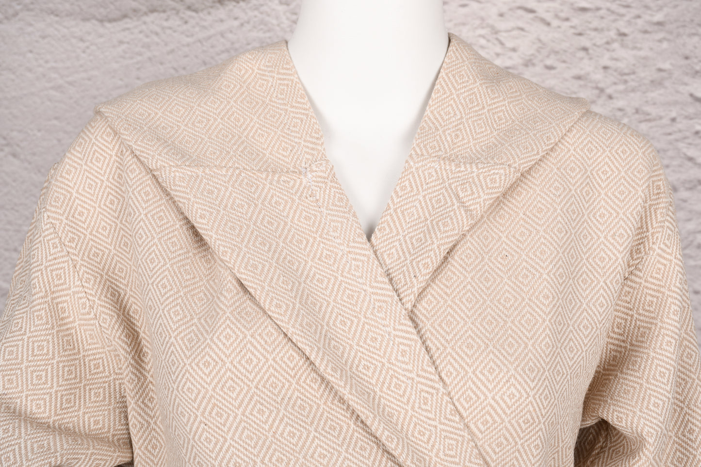 Natural Cream Diamond Hooded Turkish Towel Robe for Women