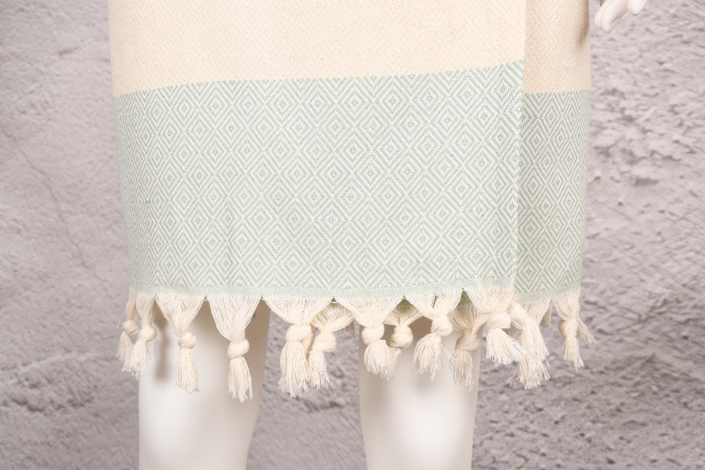 Soft Mint Diamond Hooded Turkish Towel Robe for Women
