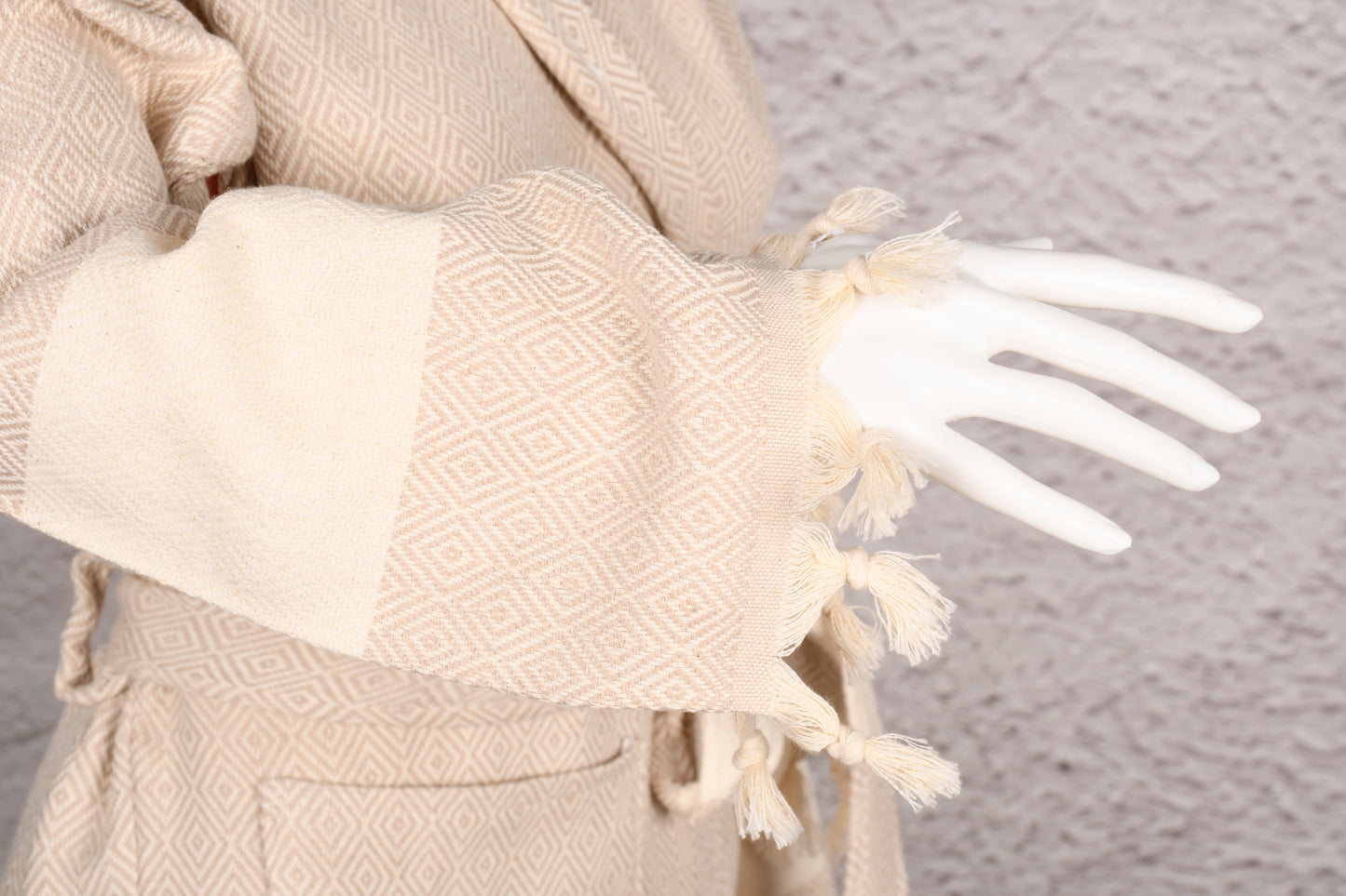 Natural Beige Hooded Turkish Towel Robe for Women