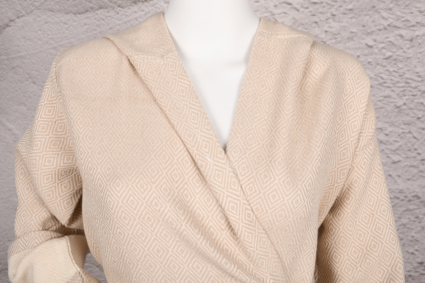 Natural Beige Hooded Turkish Towel Robe for Women