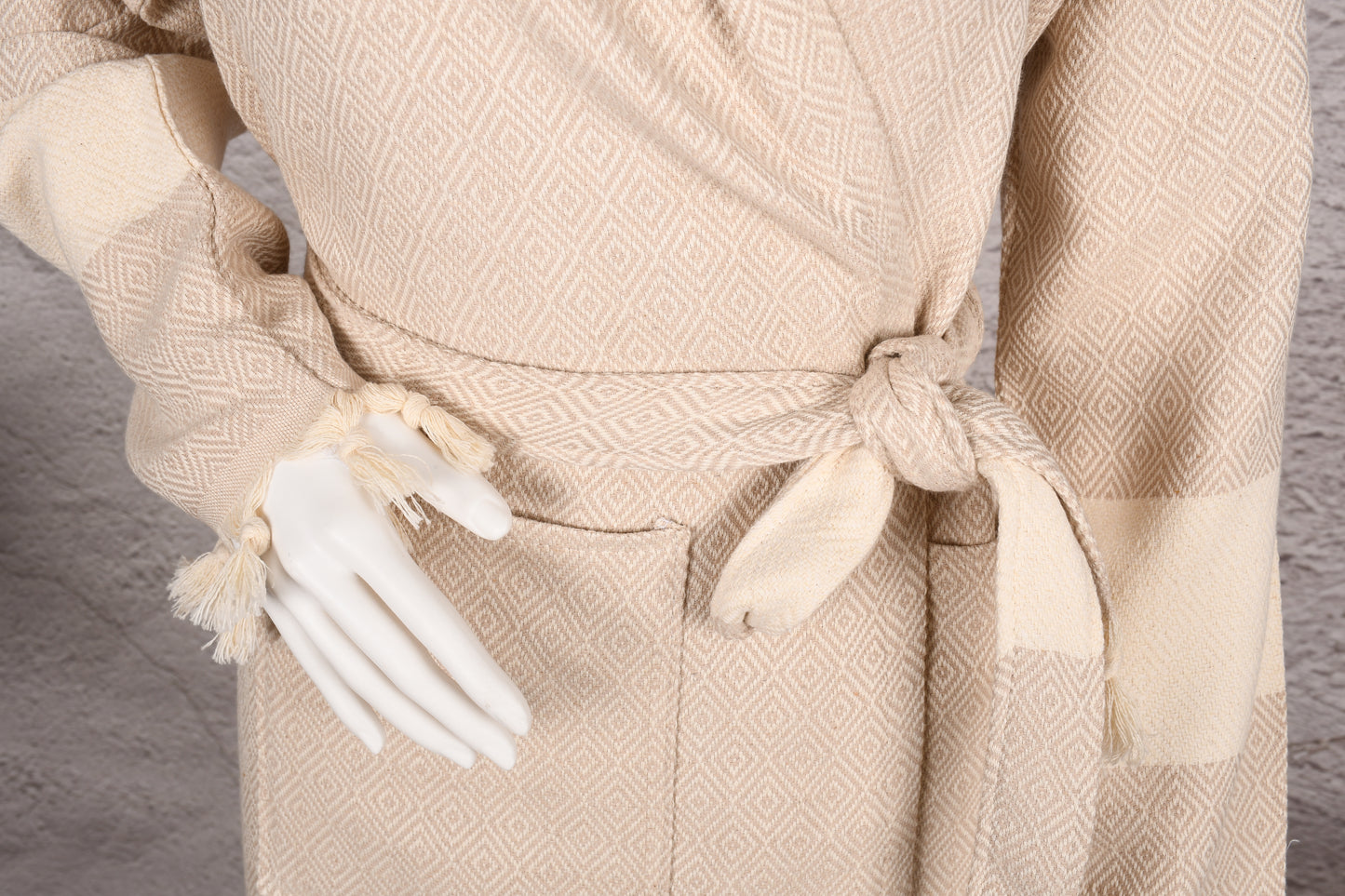 Natural Beige Hooded Turkish Towel Robe for Women