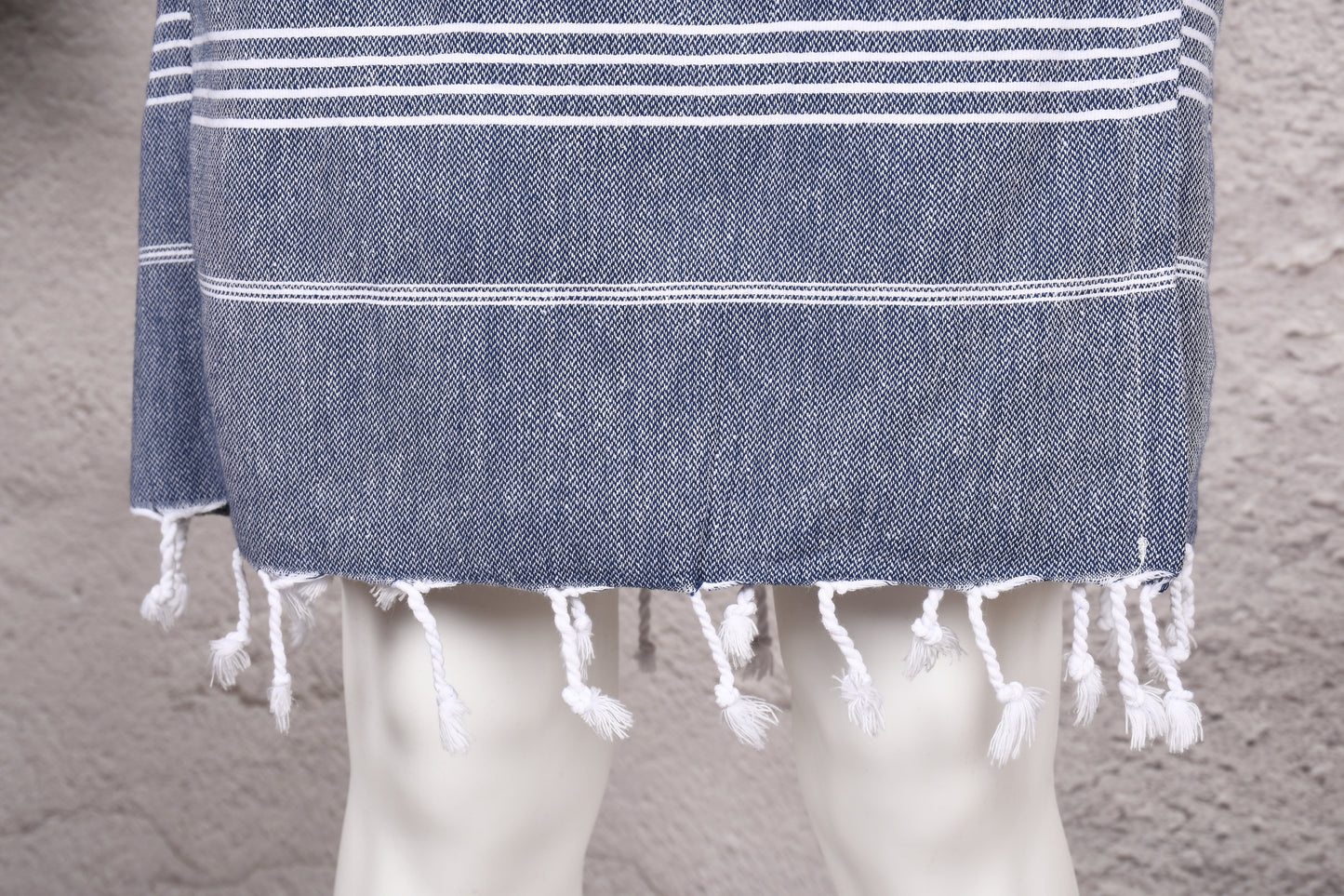 Steel Blue Stripe Hooded Turkish Towel Robe for Men