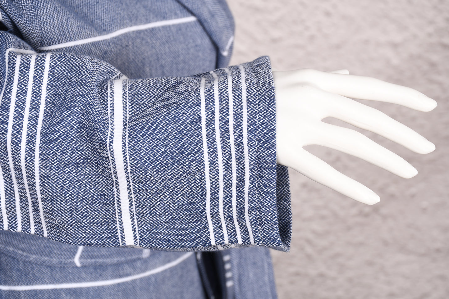 Denim Blue Stripe Hooded Turkish Towel Robe for Women