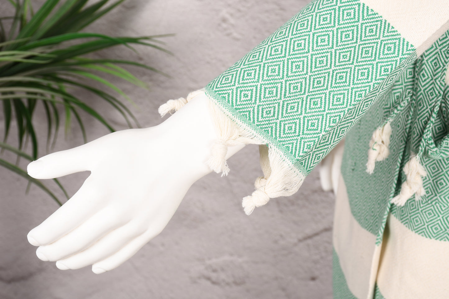 Mint Green Diamond Hooded Turkish Towel Robe for Men