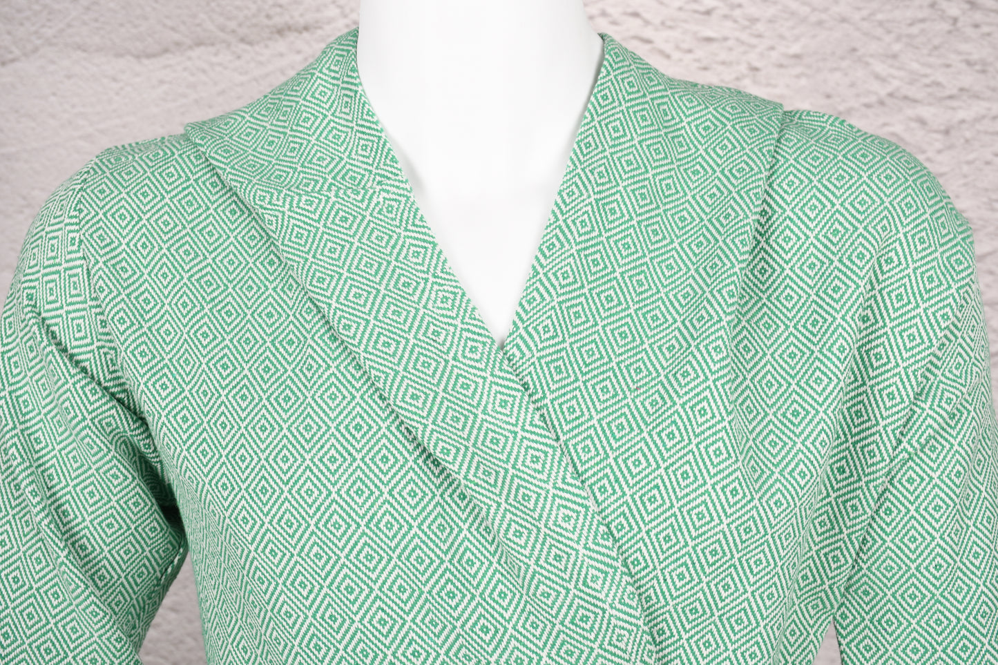 Mint Green Diamond Hooded Turkish Towel Robe for Men