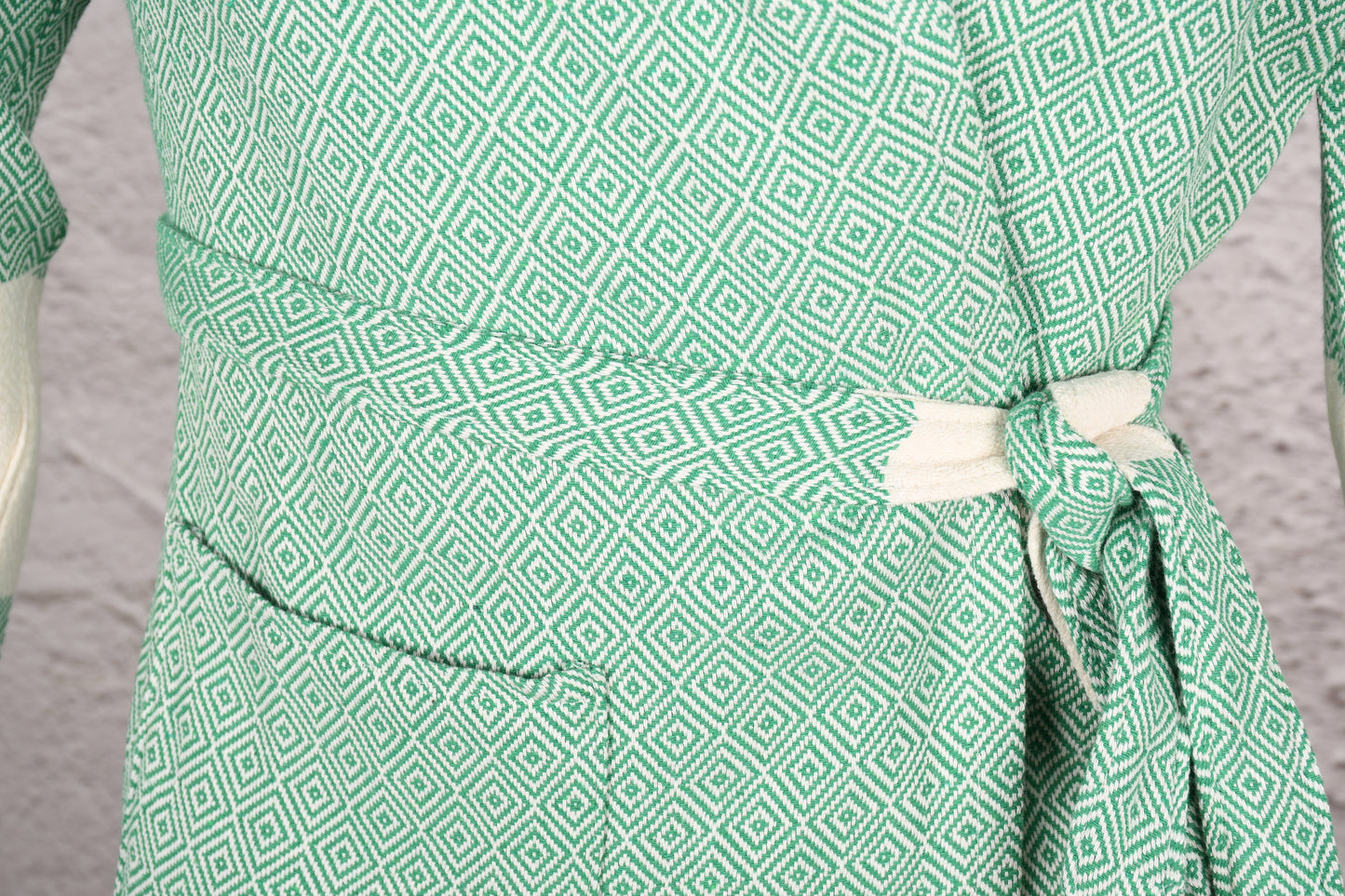 Mint Green Diamond Hooded Turkish Towel Robe for Men