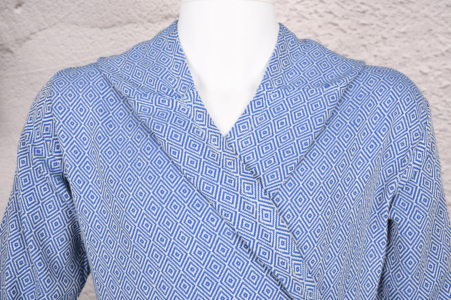 Royal Blue Diamond Hooded Turkish Towel Robe for Men