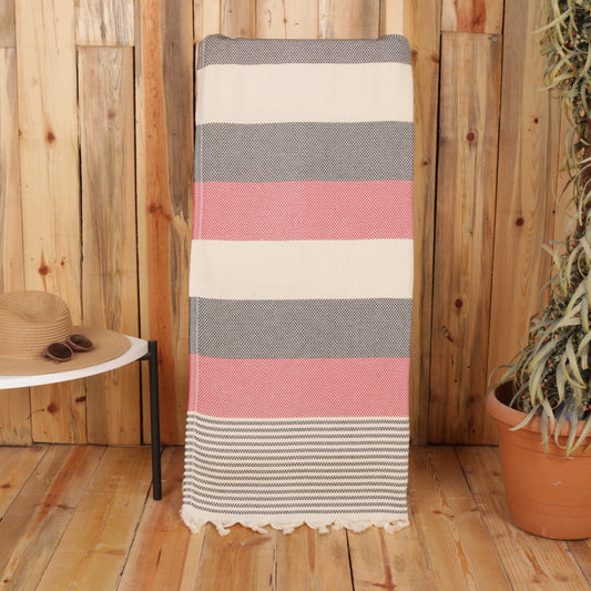 Red Black Convertible Turkish Towel Beach Bag