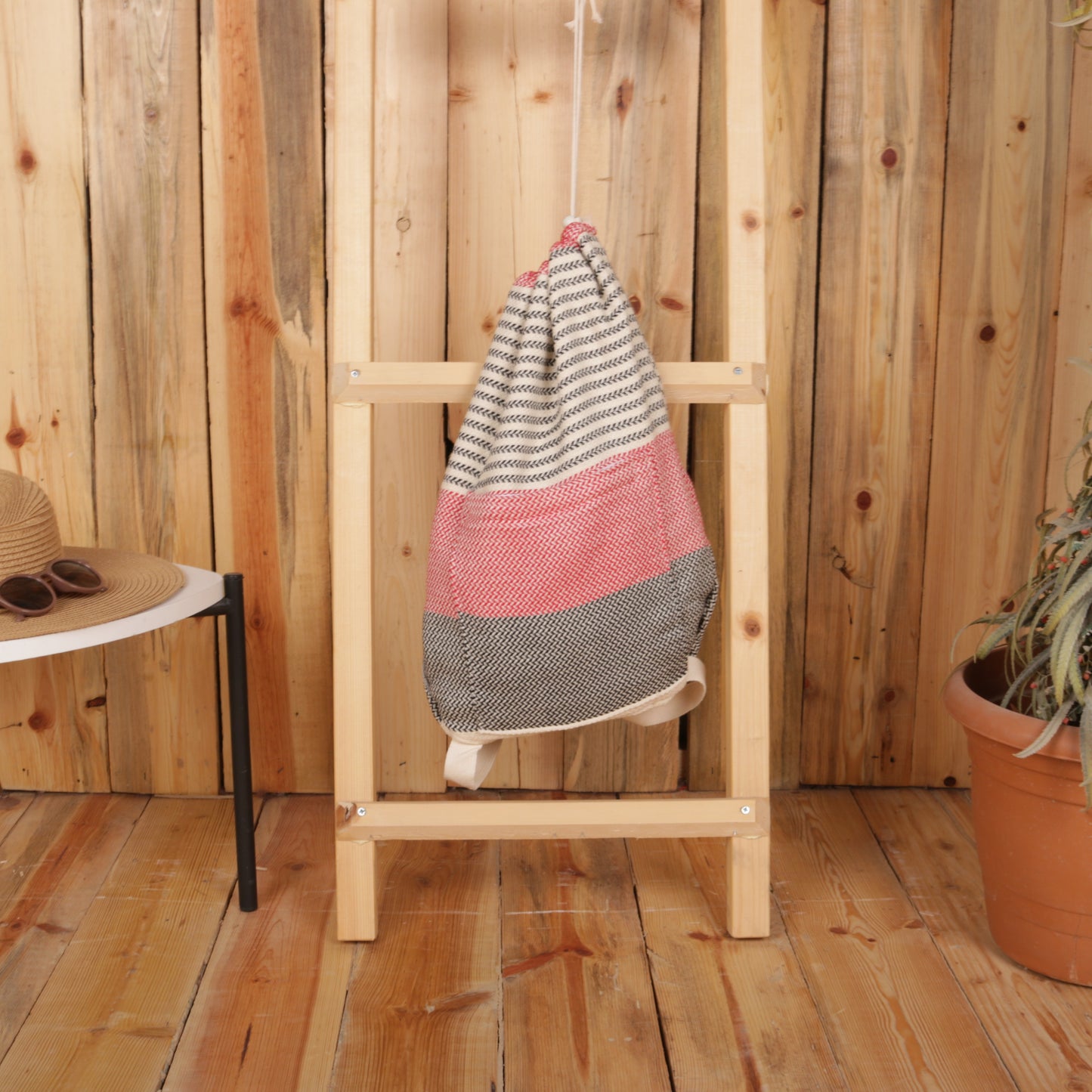 Red Black Convertible Turkish Towel Beach Bag