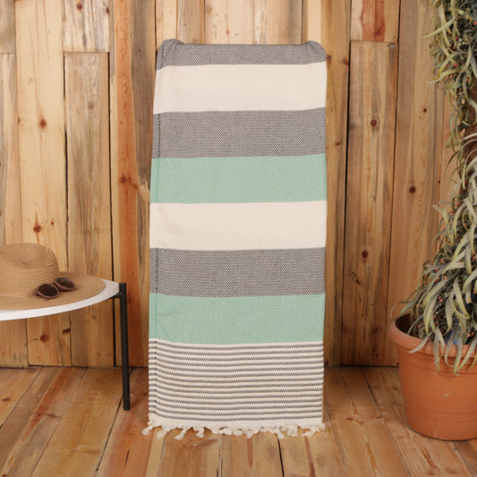 Green Black Convertible Turkish Towel Beach Bag