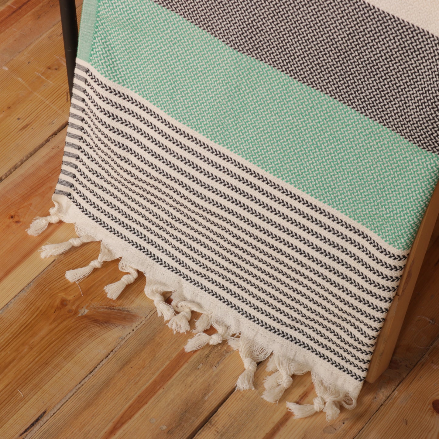 Green Black Convertible Turkish Towel Beach Bag