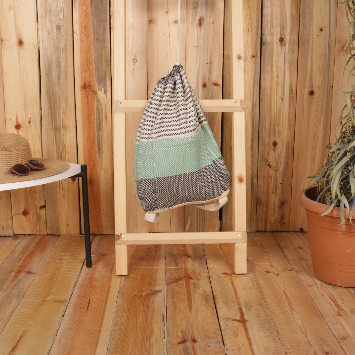 Green Black Convertible Turkish Towel Beach Bag