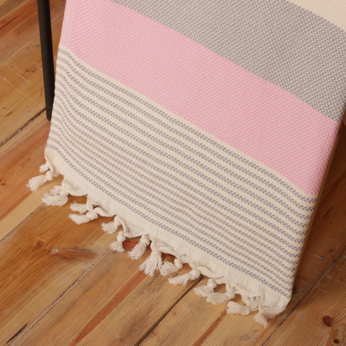 Pink Gray Convertible Turkish Towel Beach Bag