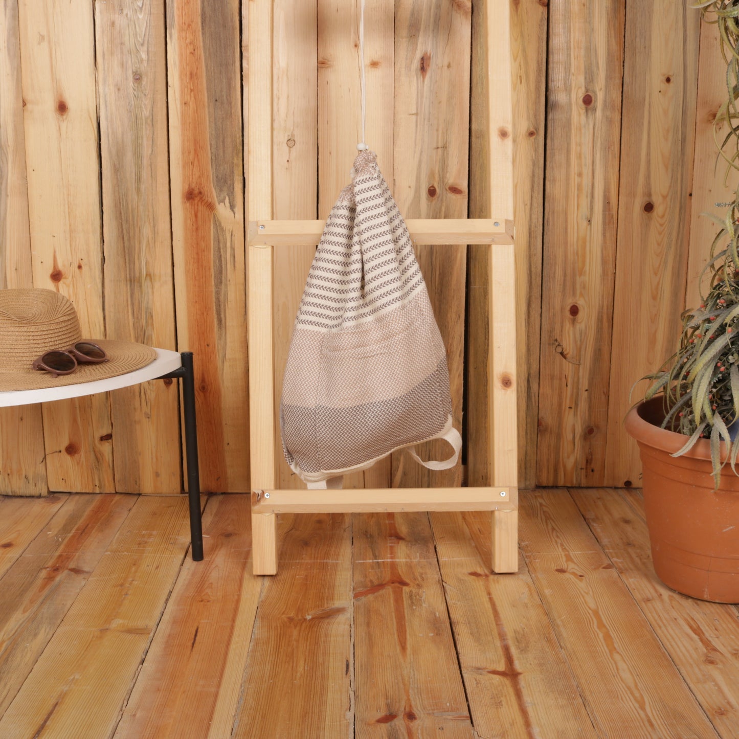 Brown Beige Convertible Turkish Towel Beach Bag