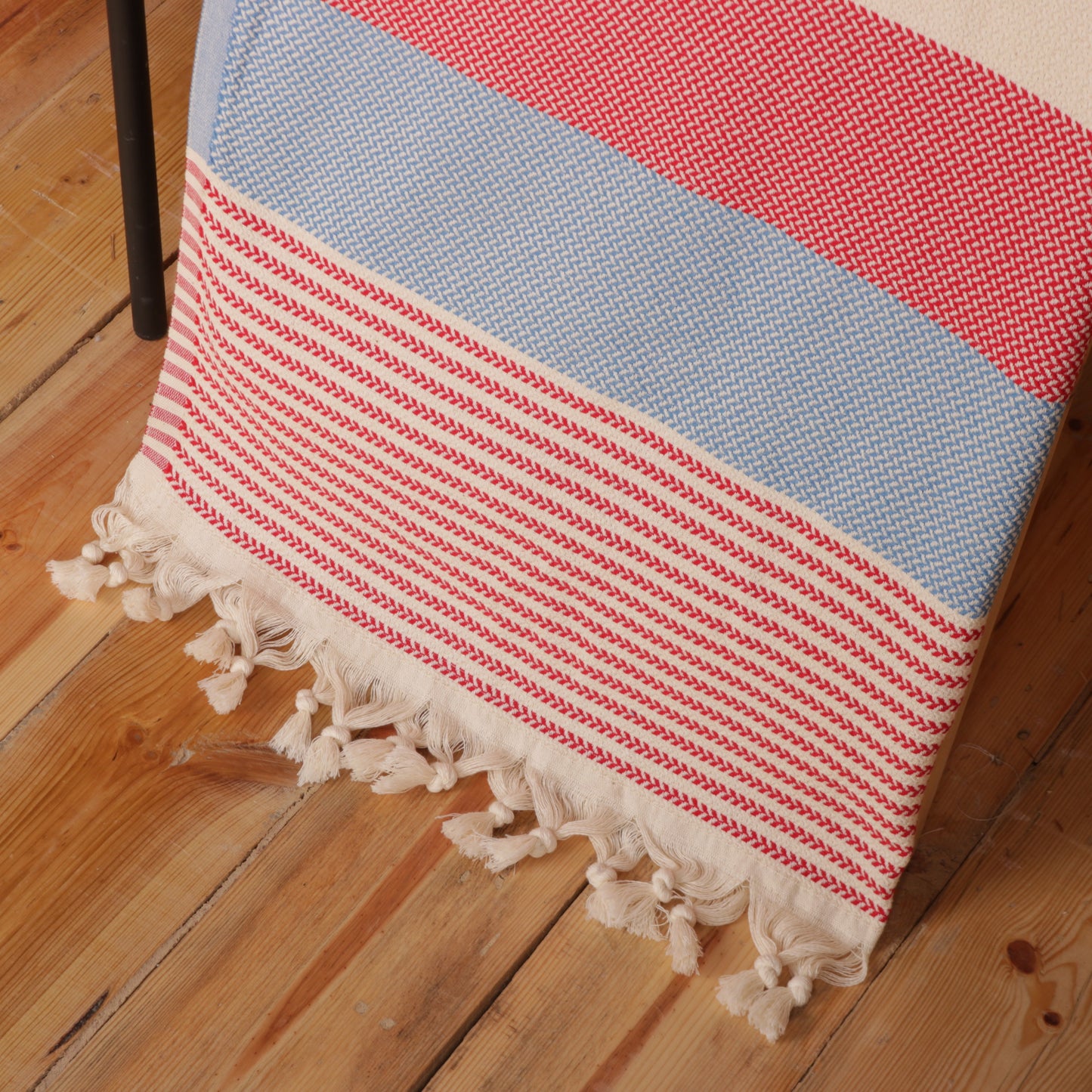 Blue Red Convertible Turkish Towel Beach Bag
