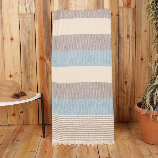 Turquoise Gray Convertible Turkish Towel Beach Bag