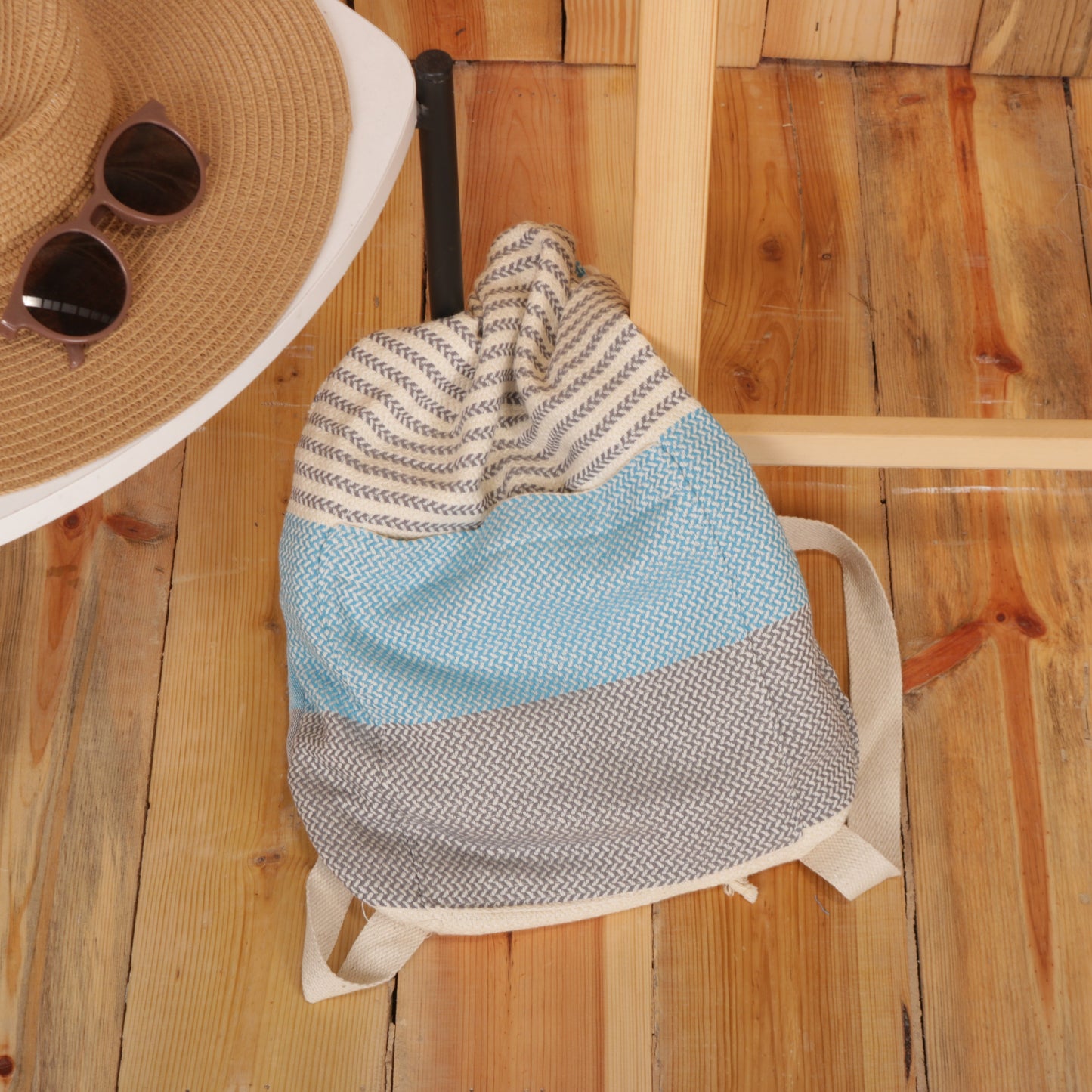 Türkis-Grau Cabrio Türkisches Handtuch Strandtasche