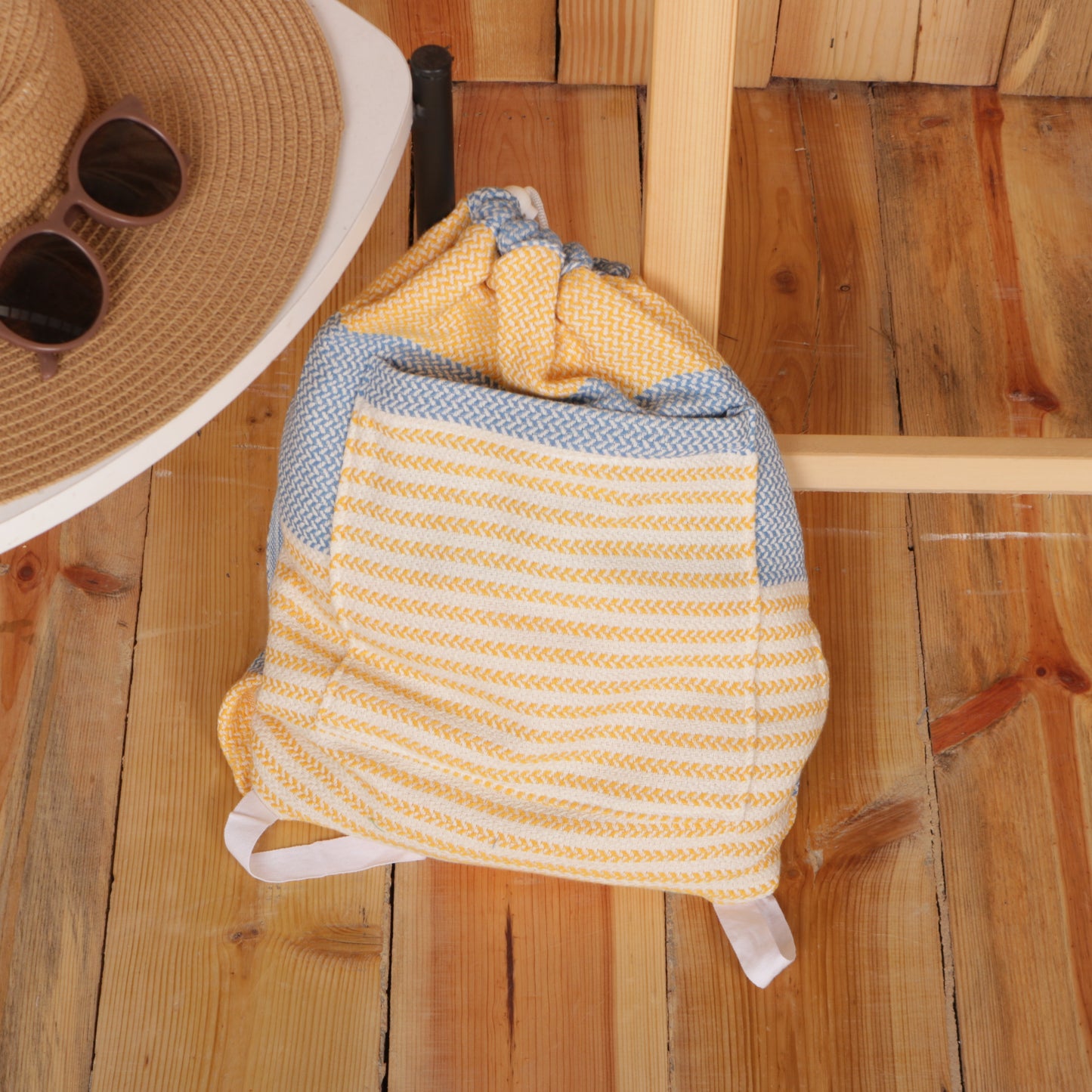 Blue Mustard Convertible Turkish Towel Beach Bag