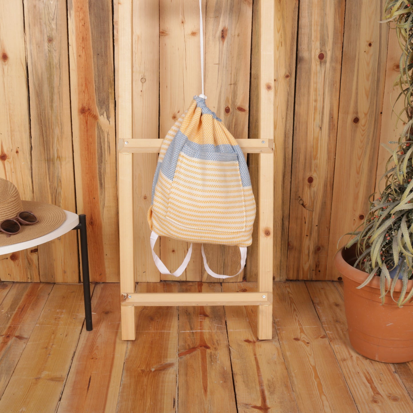 Blue Mustard Convertible Turkish Towel Beach Bag