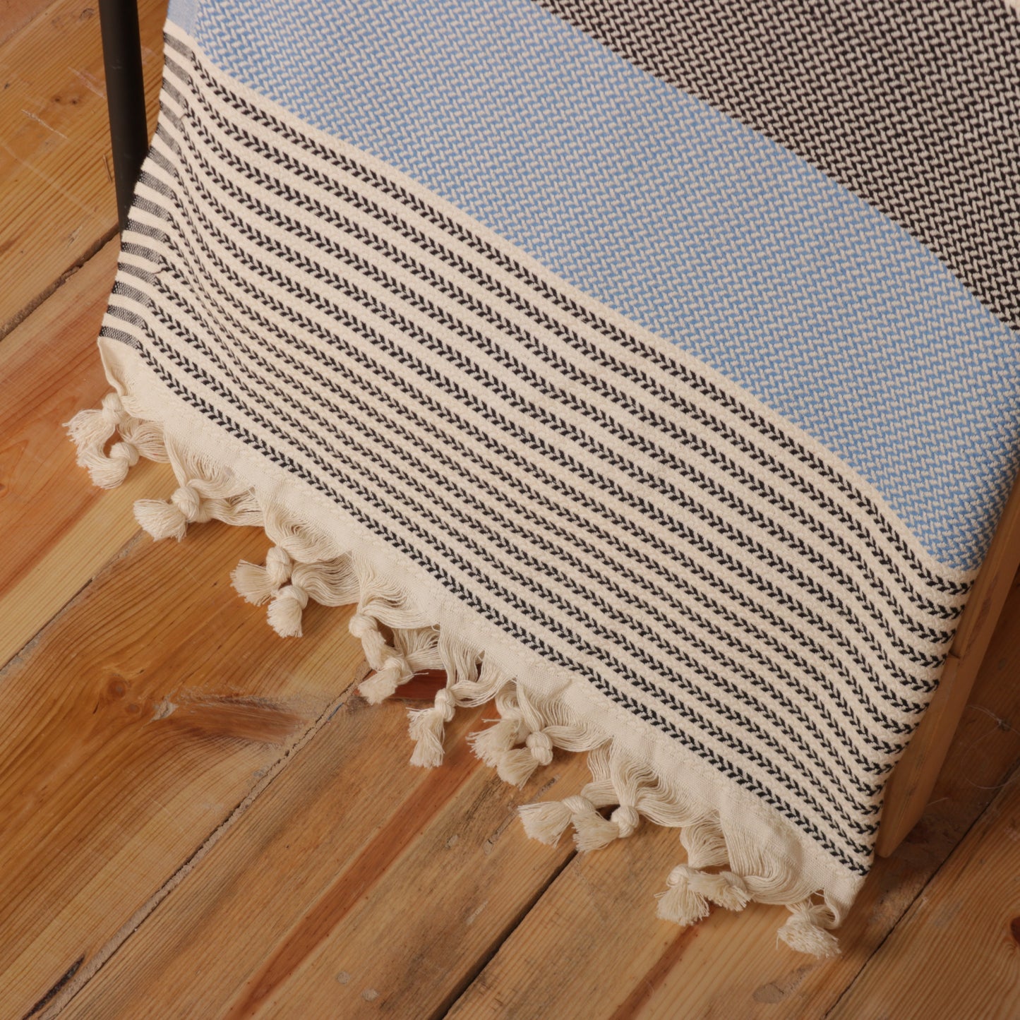 Blue Black Convertible Turkish Towel Beach Bag