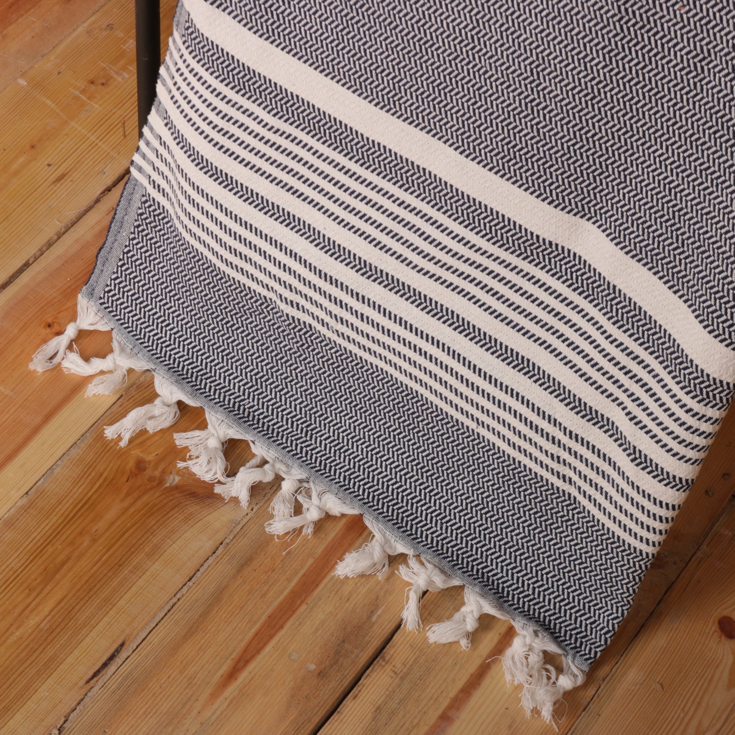 Navy Blue Convertible Turkish Towel Beach Bag