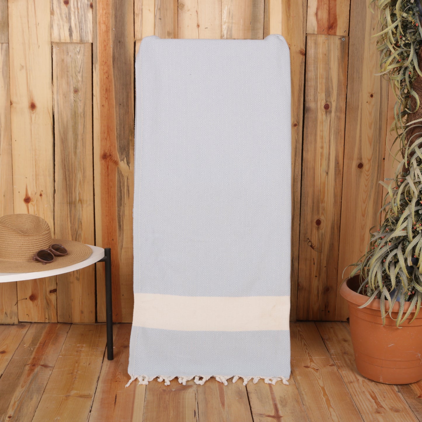Baby Blue Convertible Turkish Towel Beach Bag