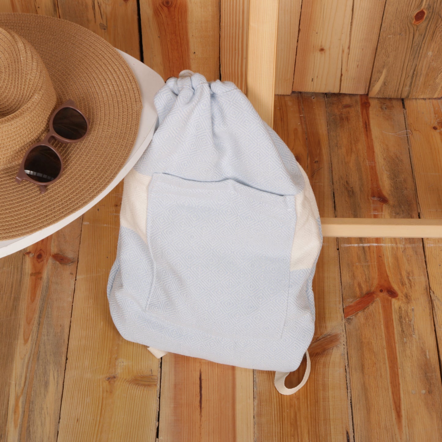 Baby Blue Convertible Turkish Towel Beach Bag