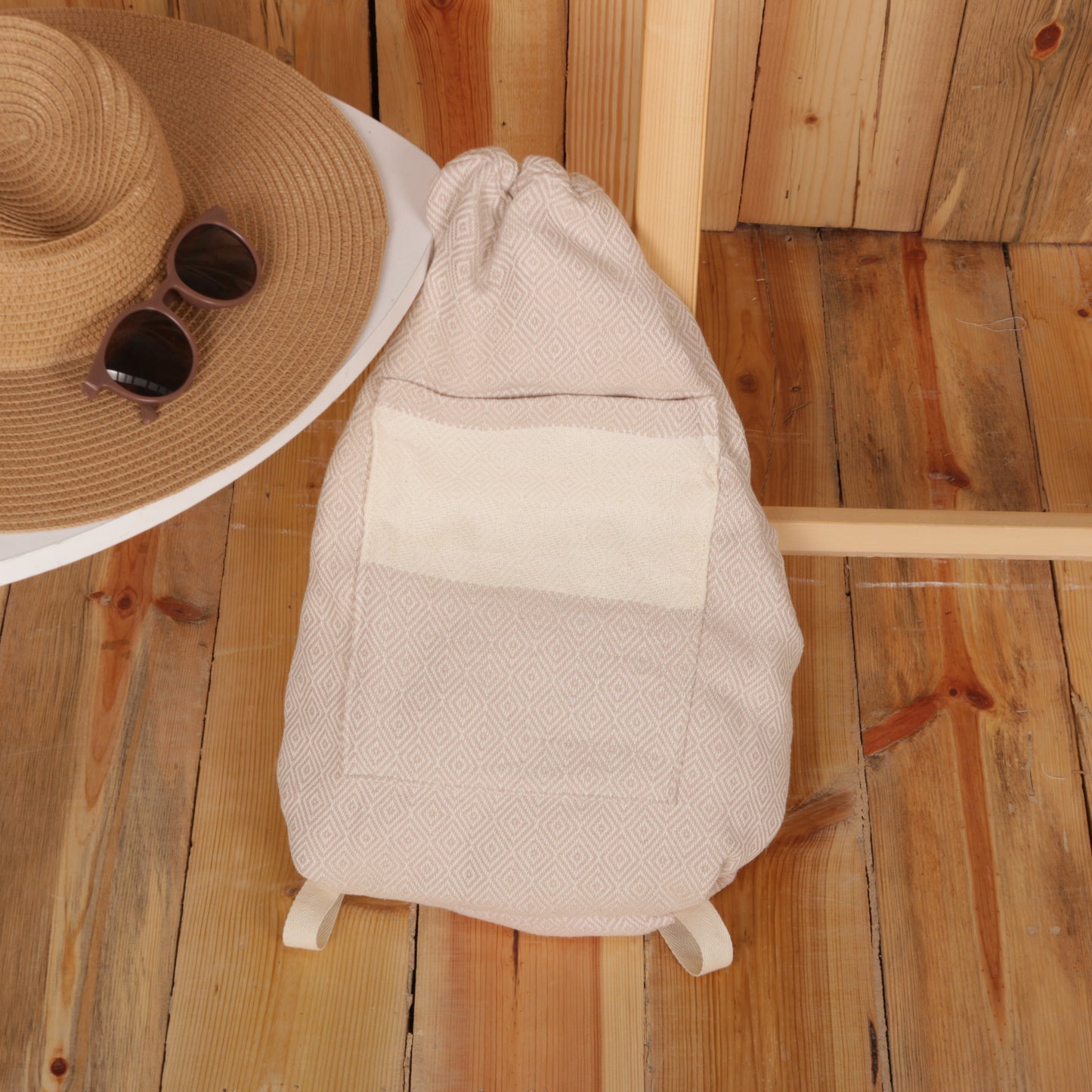 Beige Cabrioverdeck Türkisches Handtuch Strandtasche