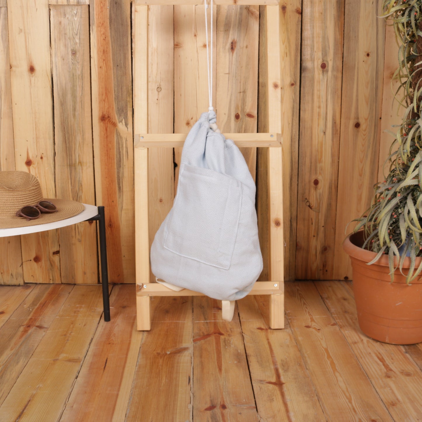 Soft Baby Blue Convertible Turkish Towel Beach Bag