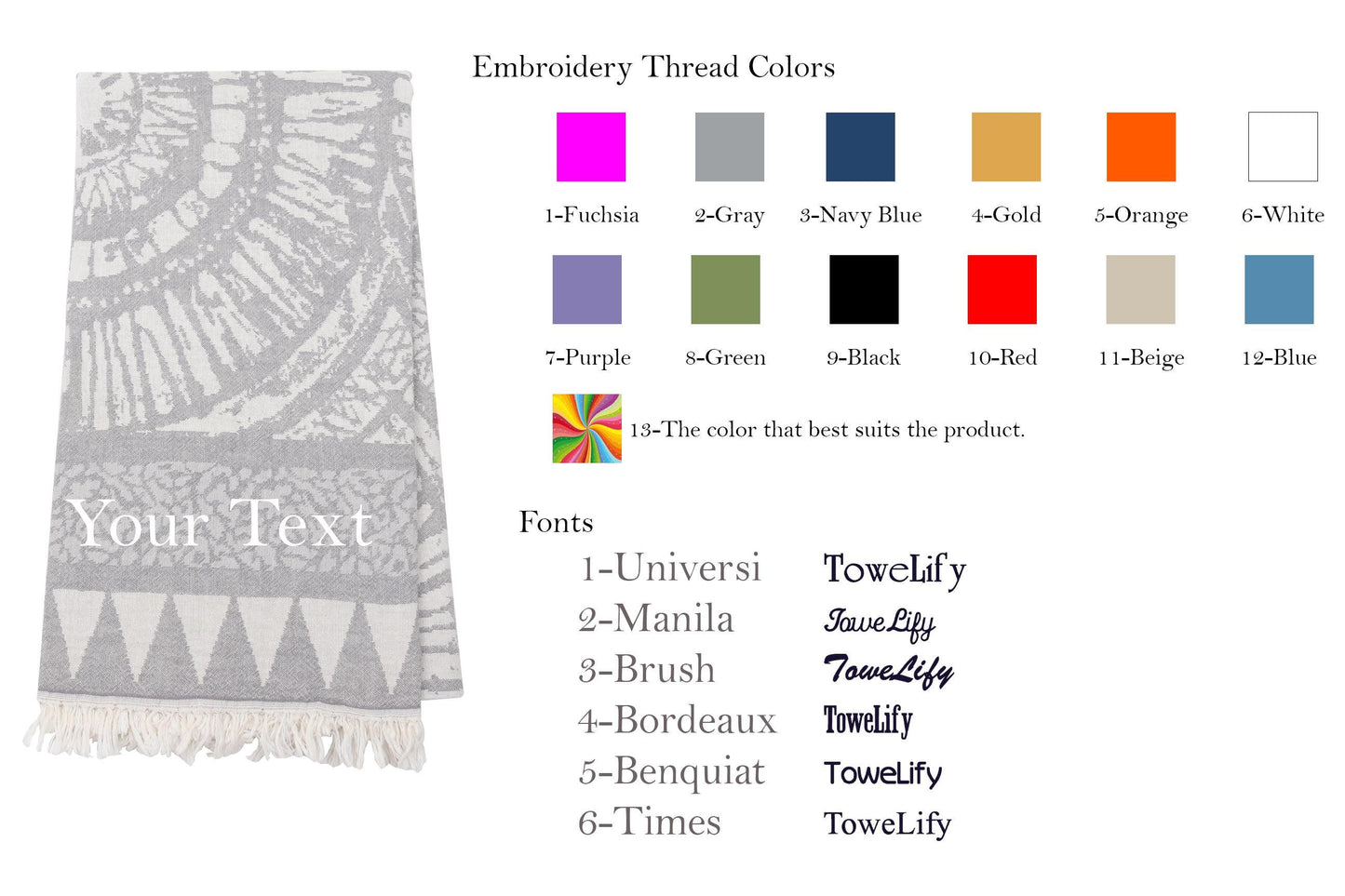 Embroidered Mandala Turkish Towel: Boho Beach Hammam Towel