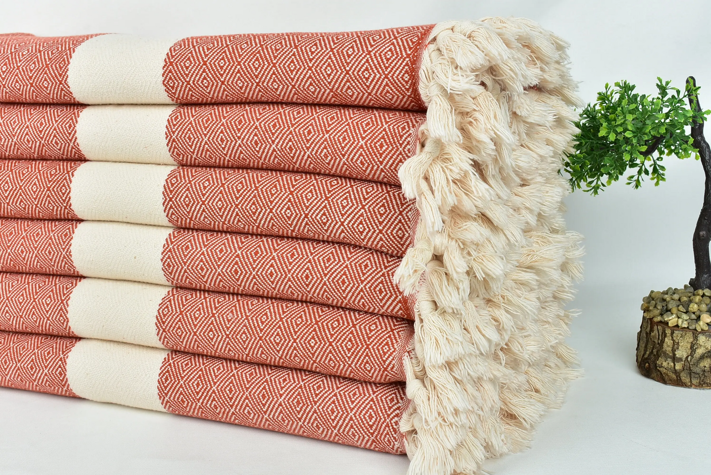 Picnic Blanket Dark Brick Diamond Throw, 79x91 Inches