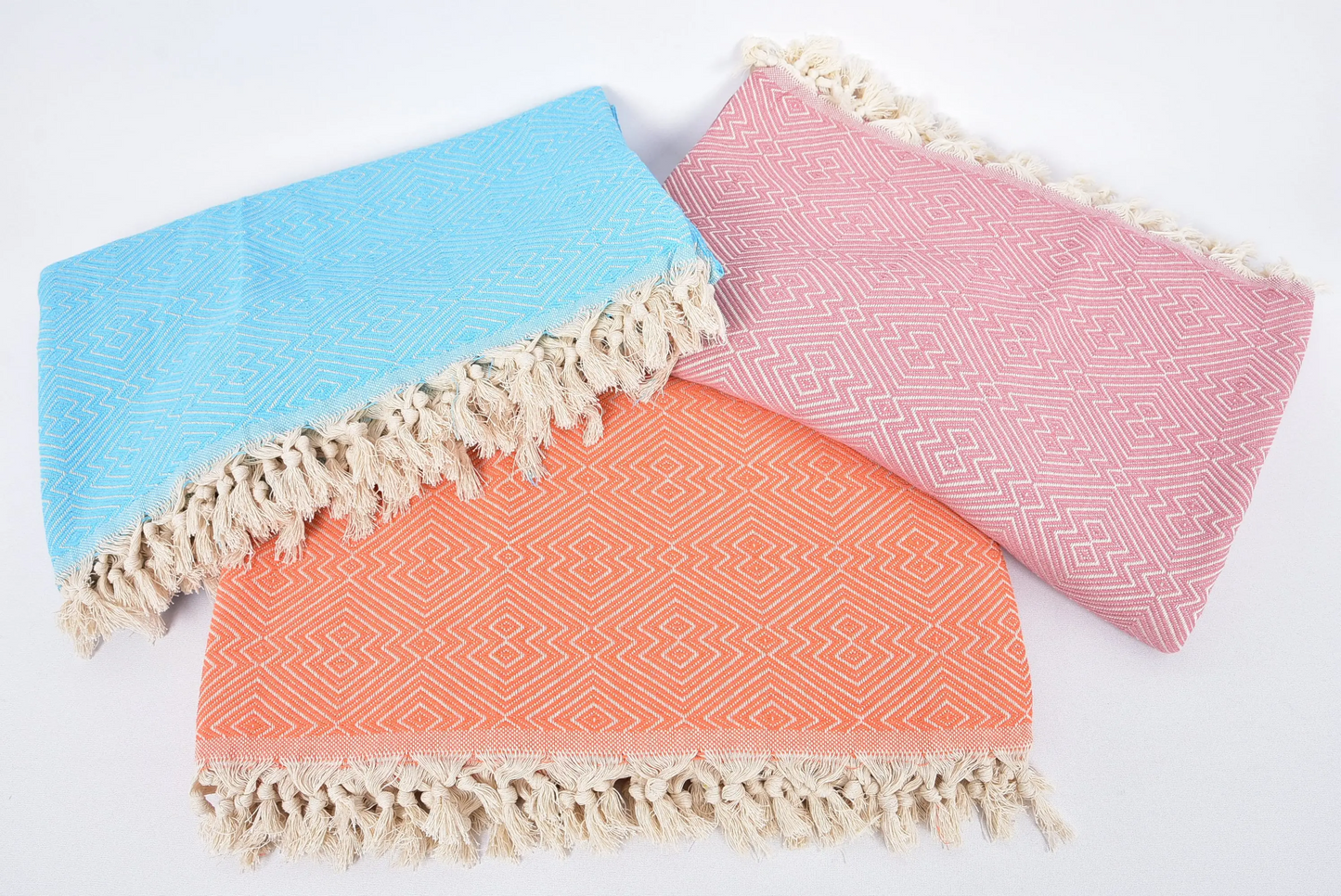 Turkish Cotton Blanket Throw Beige, 79x103 Inches