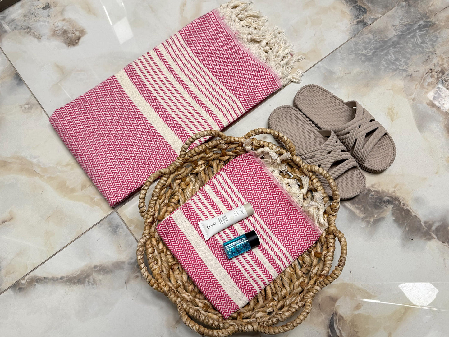 Handwoven Turkish Cotton Peshtemal Towel, Personalized Embroidery