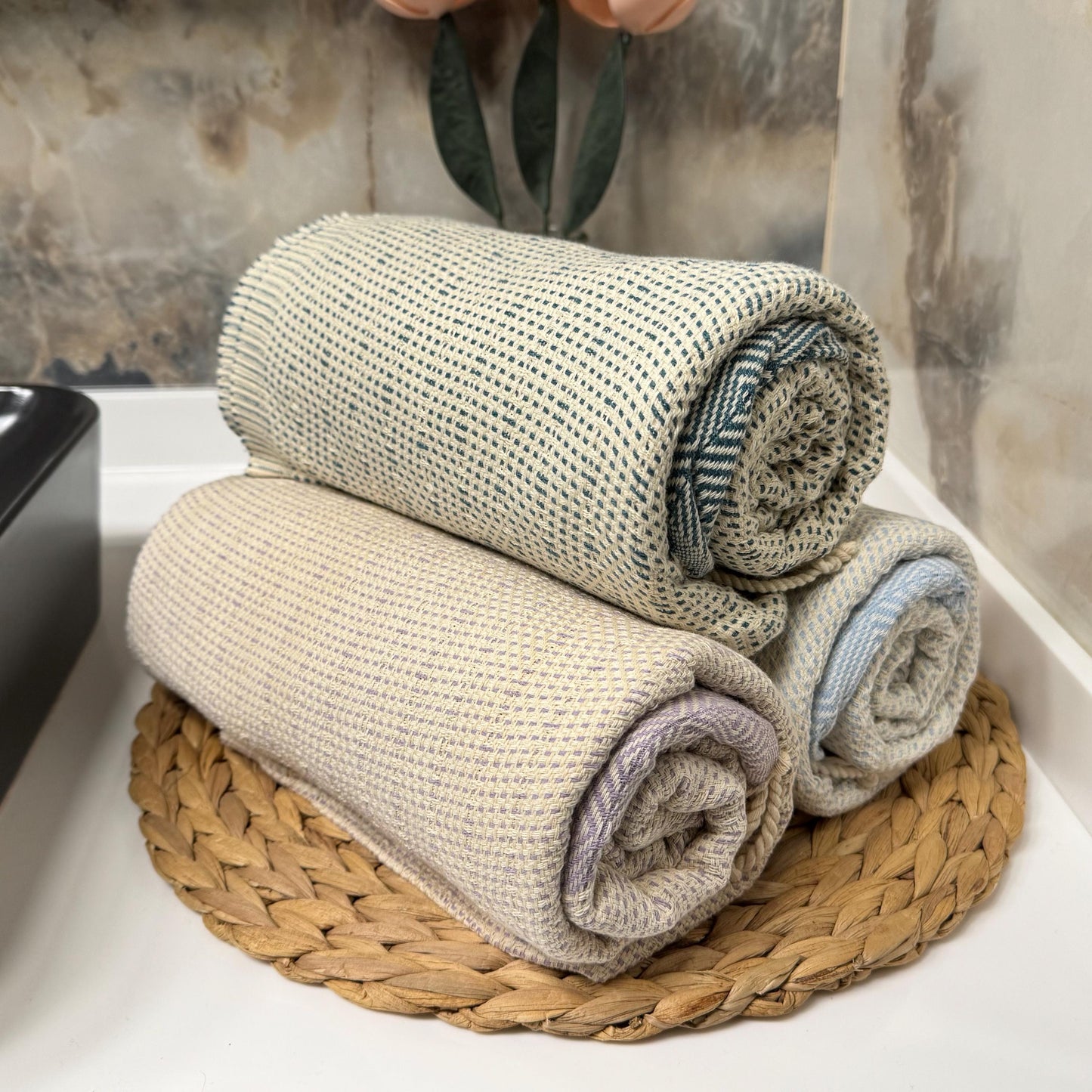 Personalized Turkish Peshtemal Towel: Handwoven, Thick Cotton, Embroidered Gift