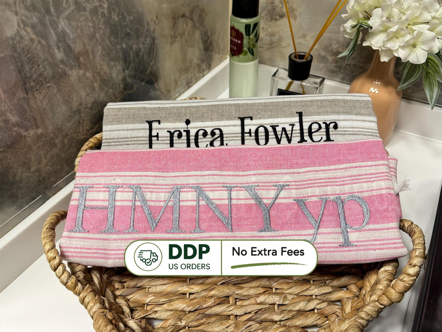 Personalized Turkish Beach Towel: Handwoven Cotton Peshtemal, Wedding Favor