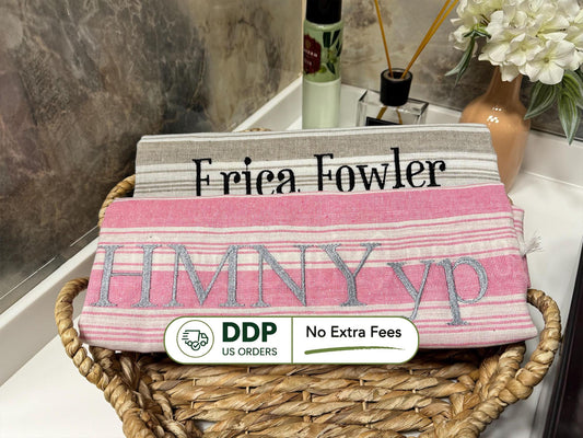 Personalized Turkish Beach Towel: Handwoven Cotton Peshtemal, Wedding Favor