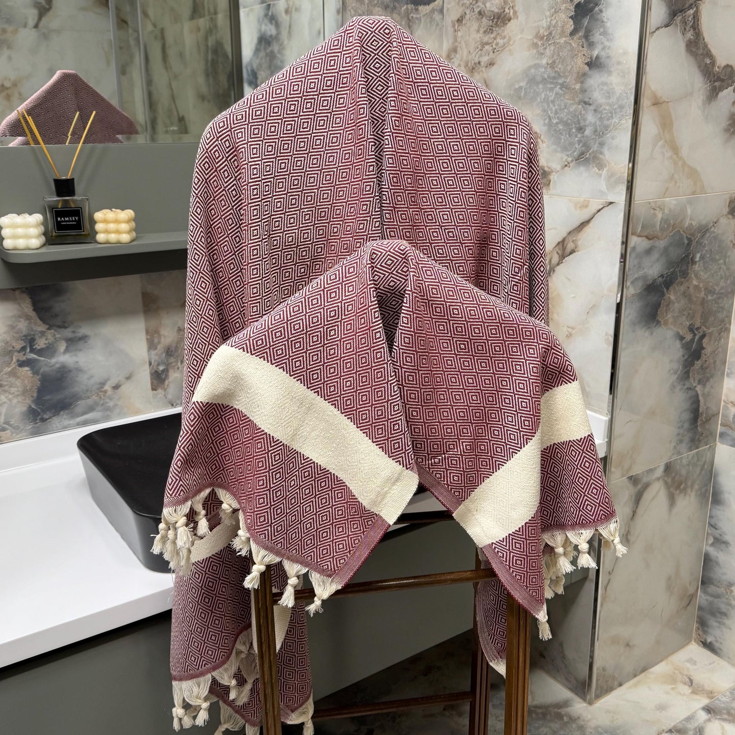 Personalized Turkish Cotton Towel: Custom Embroidered Beach or Bath Gift