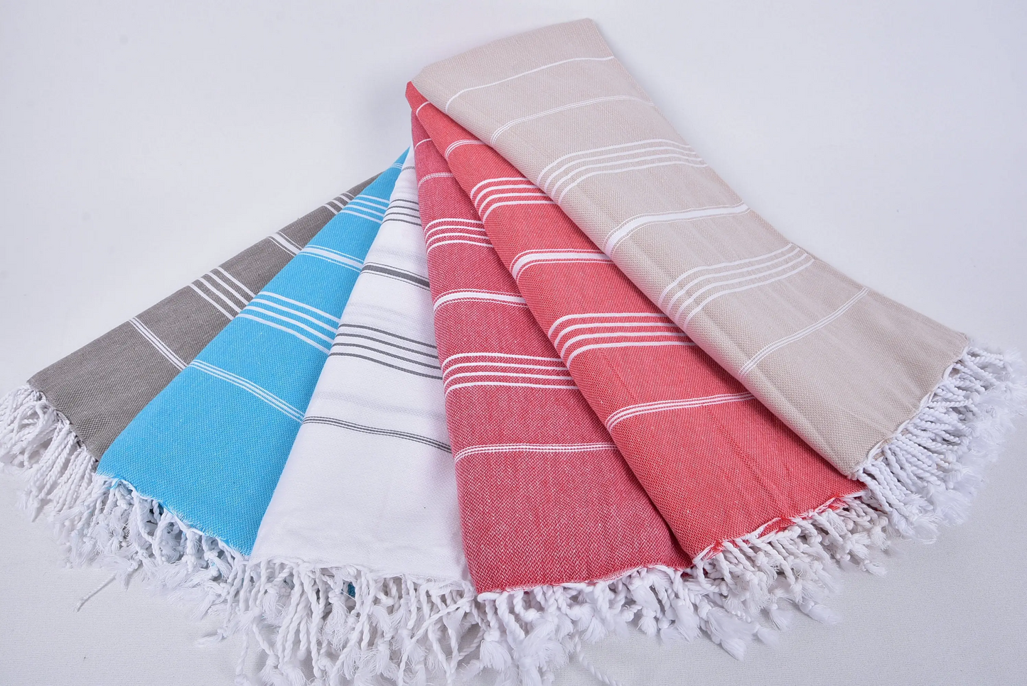 Winter Blanket Turkish Cotton Beige Striped, 63x87 Inches