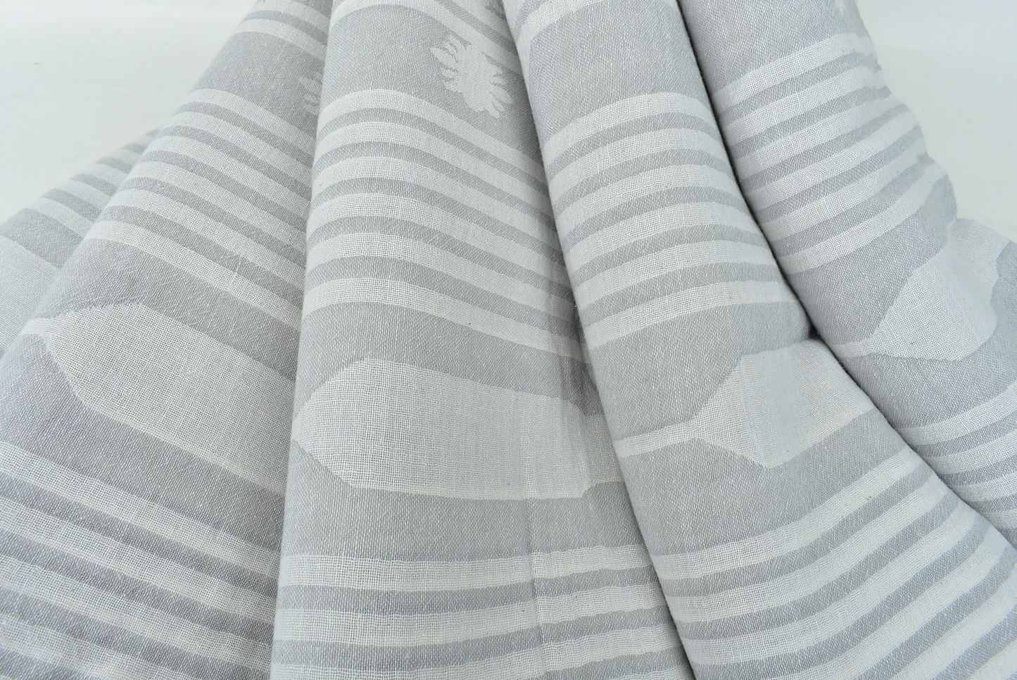 Handwoven Gray Patterned Blanket, Turkish Bedspread, 60x83 Inches