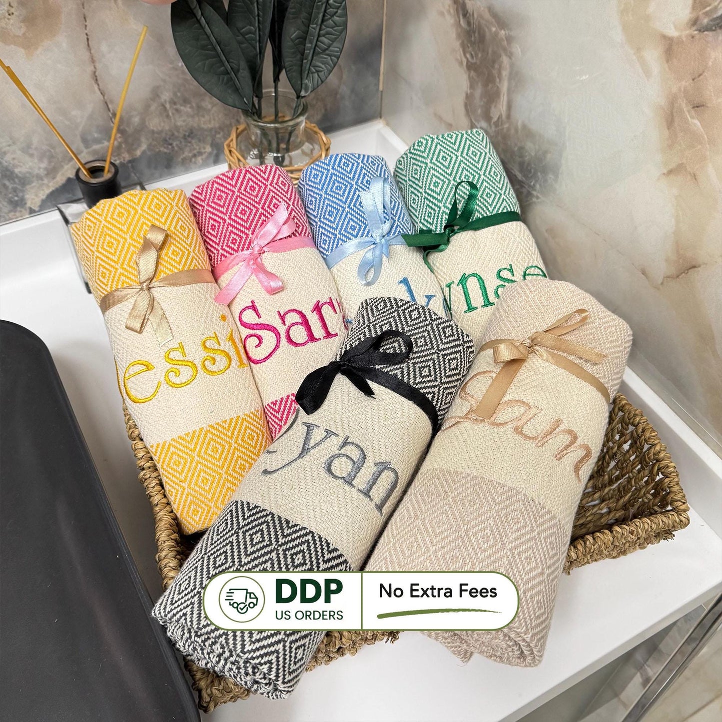 Personalized Turkish Beach Towel, Bridesmaid Gift, Bachelorette Party Favor, Custom Wedding Gift, Handwoven Cotton Towel