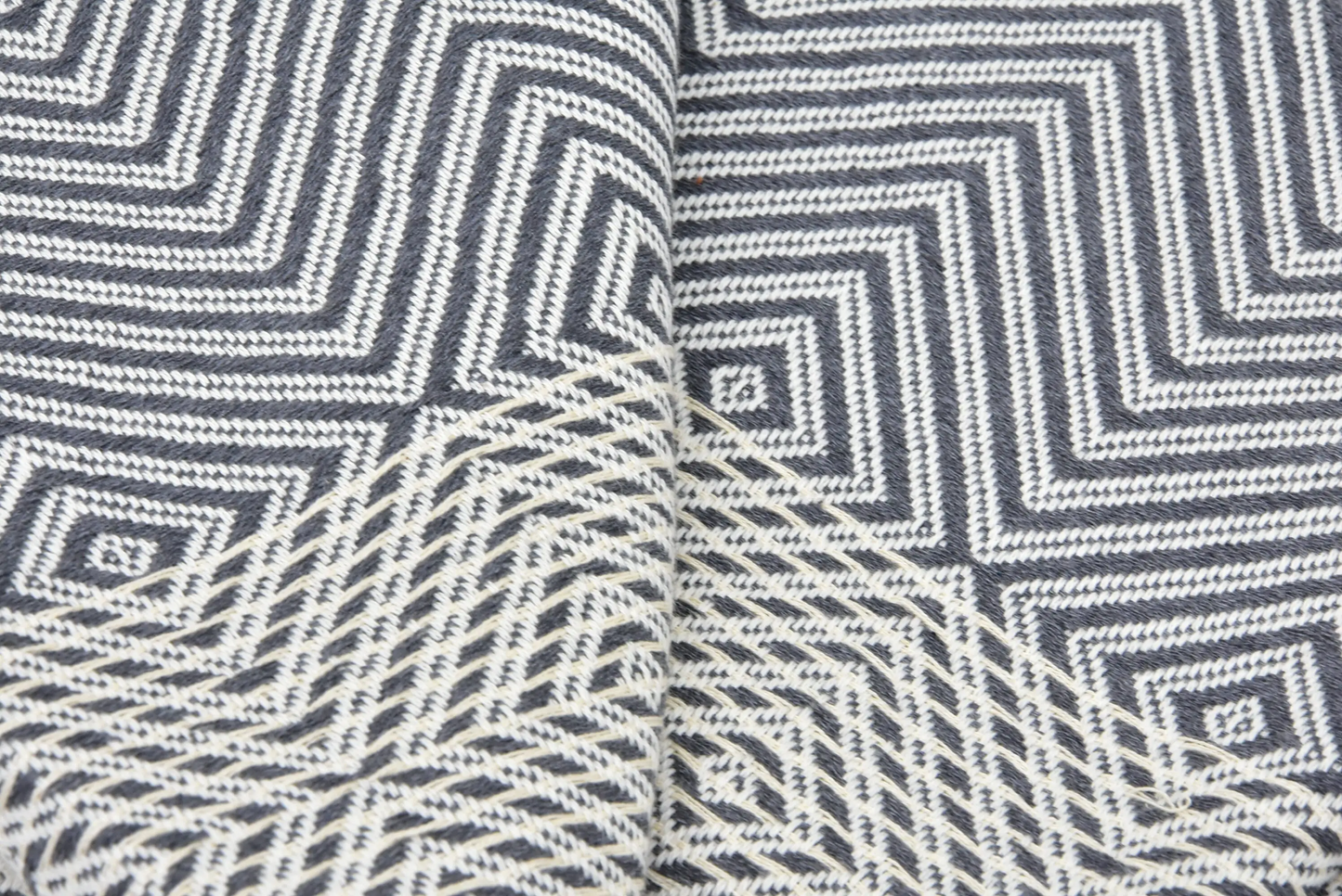 Turkish Bedspread Throw 75x91 Gray Cotton Diamond Design Blanket