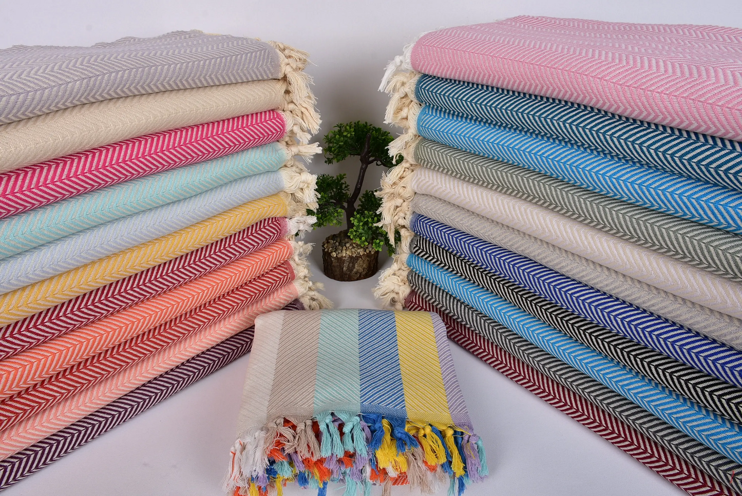 Throw Blanket Turkish Cotton Beige, 75x91 Inches